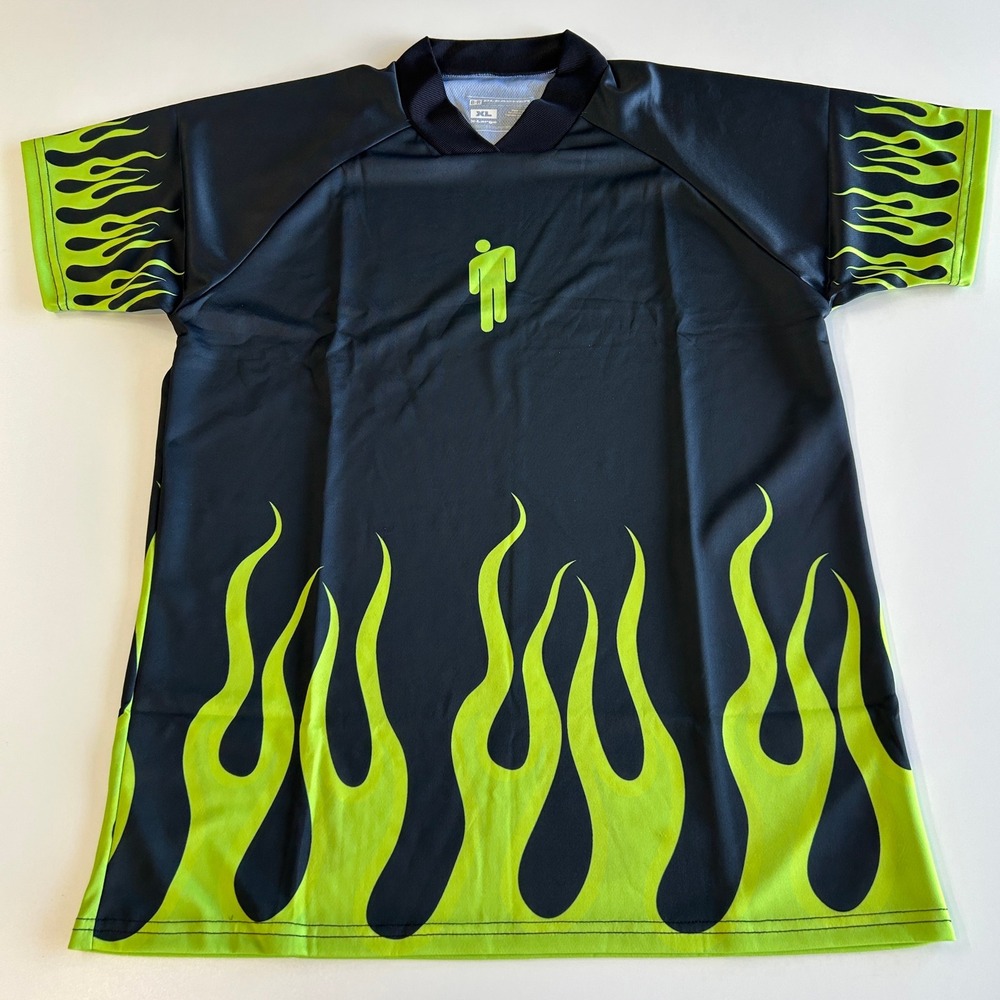 Billie Eilish Bleacher Report B/R FC 2019 Black Neon Green Flame Jersey XL